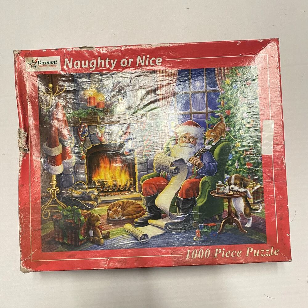 VERMONT CHRISTMAS CO. NAUGHTY OR NICE SEALED 1000 PIECE 30"x24" JIGSAW PUZZLE